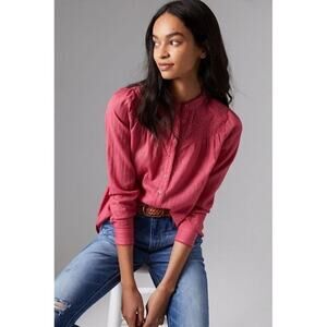 Pilcro and the Letterpress Victoria Lace Button Down Shirt in Pink Size 16W